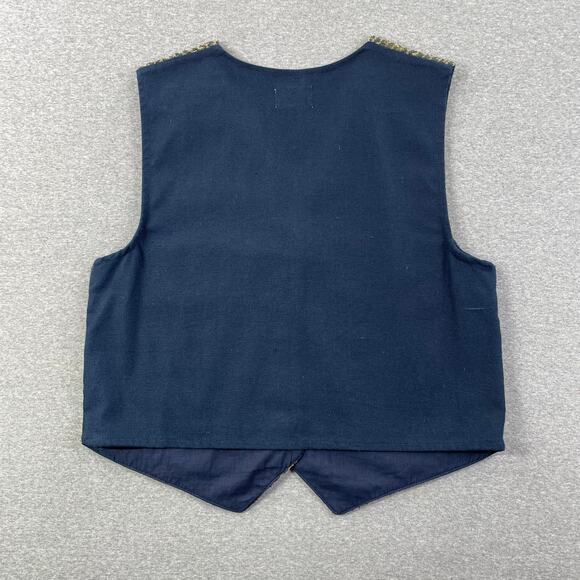 VTG Paul Harris Floral Embroidered Vest Womens M Patchwork Stripe Boho Cottage - Picture 2 of 11